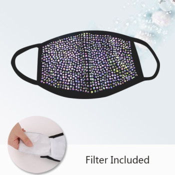 Bling Modal Cotton Face Mask with Full Clear AB Rhinestones Breath Easily Bling Modal Cotton Face Mask with Full Clear AB Rhinestones Breath Easily